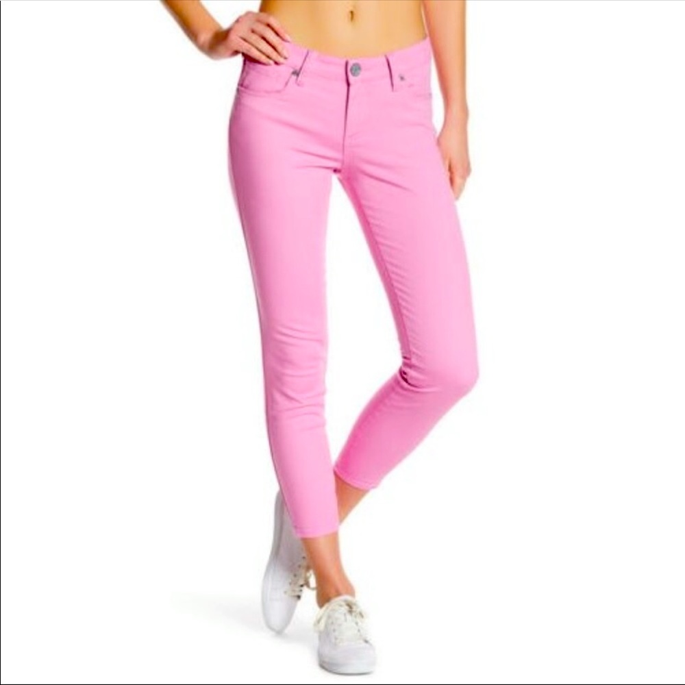 Kit from the Kloth Ellen pink skinny ankle jeans